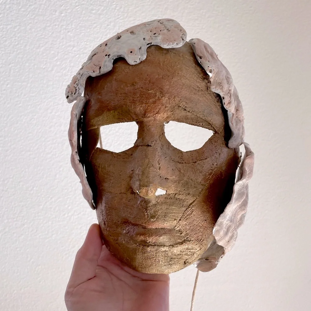 Artistic Gold and Silver Mask with pearls hand made